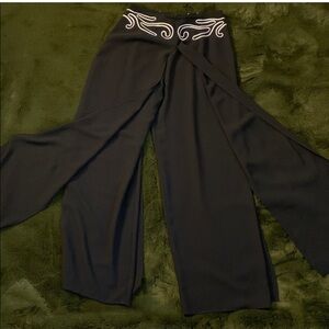 Joseph Ribkoff Black Wide Leg Pants with White Detail